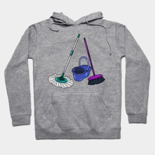 Broom & mop cartoon illustration Hoodie